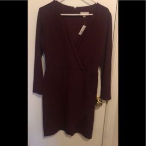 Loft Outlet Burgundy faux wrap dress